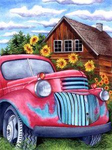 Vintage Autos and Flowers